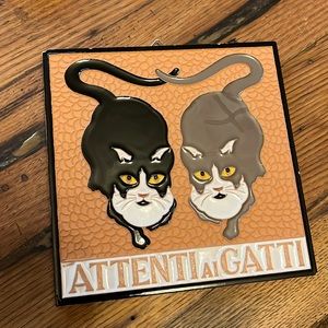 Attenti ai Gatti pottery trivet made in Italy